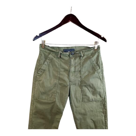 3x1 Sabine Tapered Stretch Twill Cropped Chino Pants in Moss Green Women's 25 - Picture 6 of 9